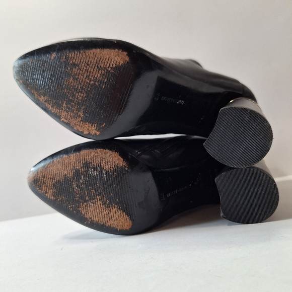 Antonio Melani Black Octavien Leather Preppy Detail On Heel Ankle Boots Size 6 - Picture 9 of 12